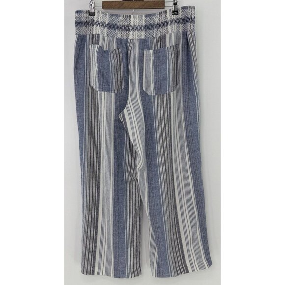 Maurices Plus Size Linen Blend Wide Leg Pull On Cropped Pants Sz 2 Coastal Boho - Picture 2 of 11